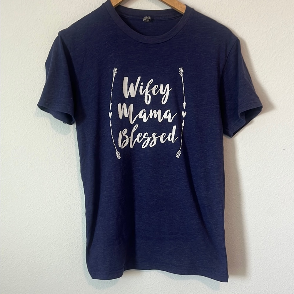 Boutique Blue Short Sleeve Wifey Mama Blessed T-Shirt